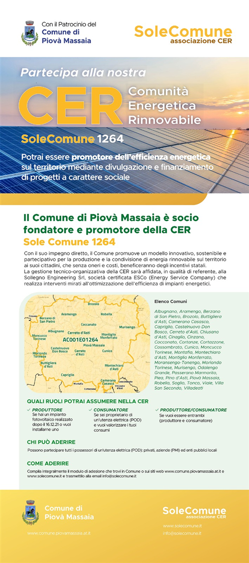 Comunità Energetica Rinnovabile (CER) Sole Comune 1264